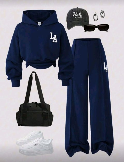 ชุดเสื้อสเวตเชิ้ตแขนยาวคอวีหลวมๆ พิมพ์ลายตัวอักษร "LA" สำหรับเด็กผู้หญิงและกางเกงวอร์มขากว้างทรงหลวมๆ, เสื้อผ้าฤดูใบไม้ร่วงสำหรับเด็กผู้หญิง, เสื้อผ้าฤดูใบไม้ร่วงสำหรับเด็กผู้หญิง, เสื้อผ้าฤดูหนาวสำหรับเด็กผู้หญิง, ชุดวอร์มสำหรับเด็กผู้หญิง, ชุดวอร์มสำหรับเด็กผู้หญิง, ชุดสตรีทแวร์สำหรับเด็กผู้หญิง